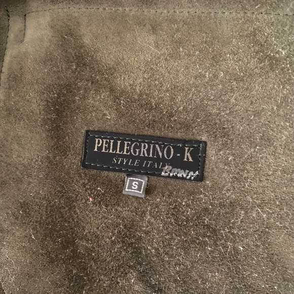 Italian Suede coat with real fox fur olive color - Picture 4 of 5